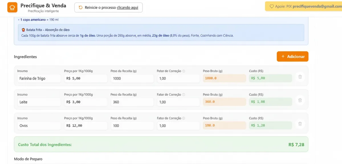 Print da plataforma Precifique & Venda